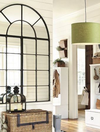 DIY Decorating Inspiration Archives - The Lettered Cottage Vaulted Foyer, Country Entryway, Spiegel Diy, Arched Window Mirror, Window Pane Mirror, Stair Cases, Entry Ways, Foyer Decor, Homeward Bound