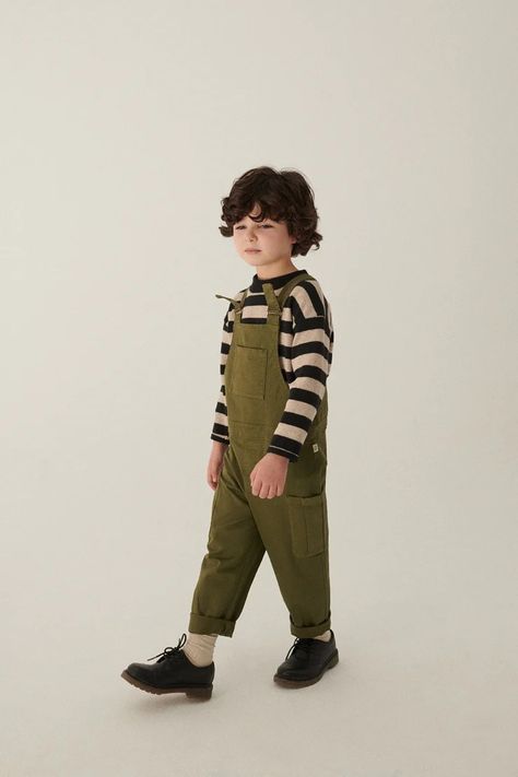 Kids Overall Outfits, European Clothing Brands, Stripe Knit Sweater, European Outfit, Overall Outfit, Kids Overalls, Stylish Fall Outfits, Beige Sweater