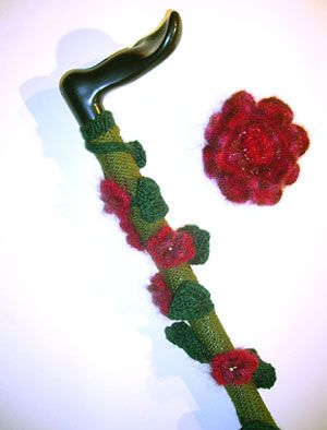 Walking Cane Decorating Ideas Diy, Walking Cane Decorating Ideas, Decorating Crutches Ideas, Crochet Moveable Limbs, Decorated Mobility Aid, Adaptive Equipment Crochet, Wheelchair Crochet Accessories, Mobility Aid Decoration, Cane Aesthetic