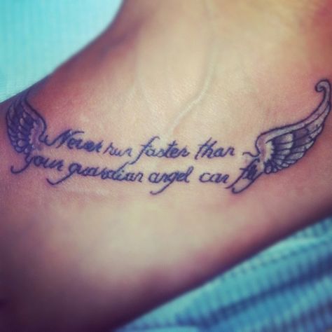 <3 Tattoo in memory of....never run faster than your guardian angel can fly!...<3 My Angel Tattoo, Memory Tattoo Ideas, In Memory Tattoo, Mine Tattoo, Tattoo In Memory, Your Mine, Katie Taylor, Memory Of A Loved One, Tatoo Inspiration