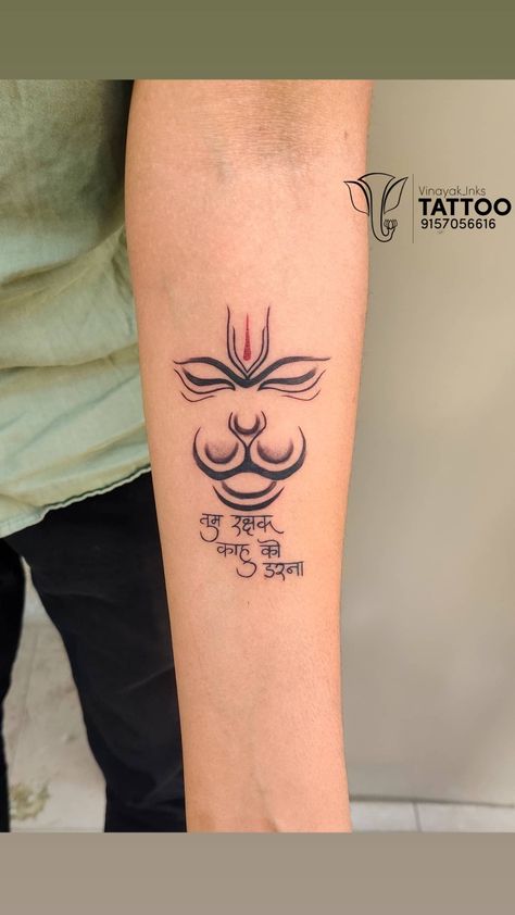 hanuman face tattoo with sholk Tattoo Hanuman Design, Hanuman Face Tattoo, Indian Tattoos For Men, Buddah Sleeve Tattoo, Hanuman Tattoo Design, Hanuman Face, Bird Silhouette Tattoos, Hanuman Dada, Mom Dad Tattoo Designs