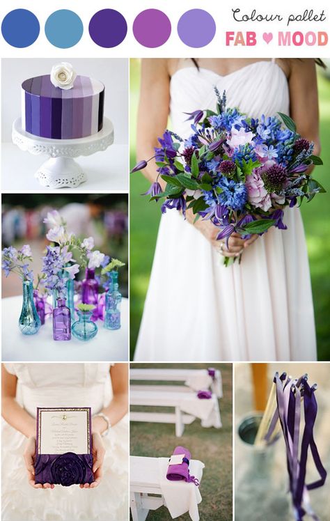 Shades of purple & blue Wedding Board | fabmood.com Purple And Blue Wedding Theme, Purple Blue Wedding, Striped Wedding Cake, Purple And Blue Wedding, Blue Wedding Theme, Blue Purple Wedding, Teal Wedding Colors, Best Wedding Colors, Purple Wedding Cakes