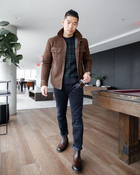 Men’s Leather Boots Outfit, Men's Chelsea Boots Outfit, Leather Chelsea Boots Men Outfit, Leather Boots Outfit Men, Mens Chelsea Boots, Brown Boots Outfit Men, Red Chelsea Boots, Best Casual Wear For Men, Suede Boots Outfit