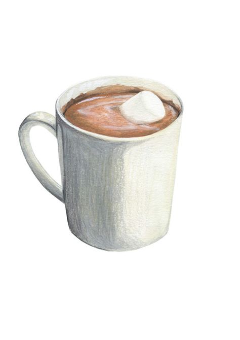 Hot Chocolate with Marshmallow Original Illustration, Hot Chocolate, The Top, Art