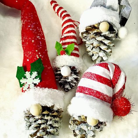 These pinecone gnomes turned out adorable. The instructional DIY video is on my Facebook page the Robins Nest Painting #diyhomedecor #DIYChristmasOrnaments #pineconegnomes #gnomes #TheRobin’sNestPainting Pinecone Gnomes, Pinecone Crafts Kids, Gnomes Diy, Christmas Ornaments Homemade, Christmas Ornament Crafts, Handmade Christmas Ornaments, Christmas Ornaments To Make, Christmas Crafts For Kids, Pine Cone