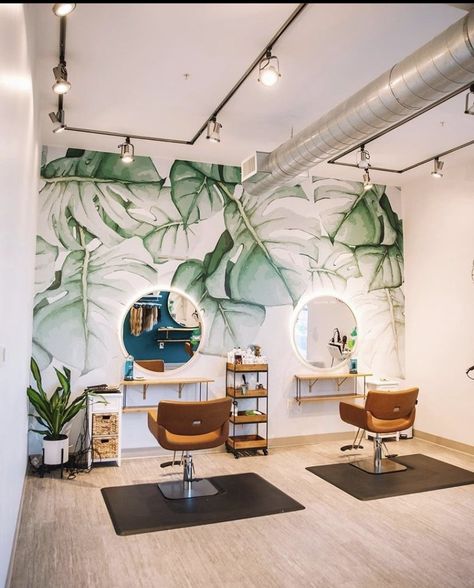 Hair Salon Aesthetic, Rustic Salon, Hair Salon Stations, Salon Suite Decor, Salon Aesthetic, Salon Wallpaper, Small Salon, Home Hair Salons, Salon Mirrors