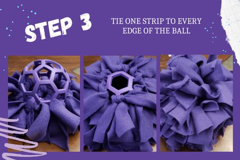 How To Make A Snuffle Ball, Enrichment Ideas For Dogs, Puppy Toys Diy, Diy Snuffle Ball, Diy Dog Chew Toys, Dog Enrichment Diy, Puppy Enrichment Ideas Diy, Busy Dog Toys Diy, Diy Dog Puzzle Toys