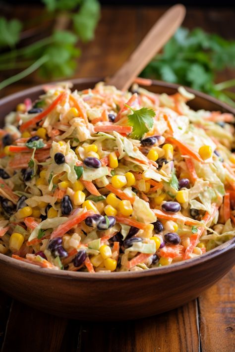 Mexican Corn Coleslaw - That Oven Feelin Corn Coleslaw, Mexican Corn Salad, Mexican Salads, Side Salad Recipes, Mexican Corn, Fresh Salad Recipes, Cold Salad, Slaw Recipes, Best Salad Recipes