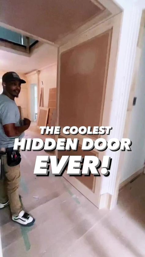 Hidden Entrance Doors, Hidden Doors In Walls Diy, Hidden Exterior Door, How To Disguise A Door, Hidden Door Latch Ideas, Hidden Hinges Door, Invisible Doors Interior, Hidden Doors In Wall Panel, Hidden Door Ideas In Wall