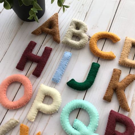 Stuffed Letters, Felt Alphabet, Felt Magnet, Learning Alphabet, Preschool Alphabet, Alphabet Learning, Learning At Home, Baby Monthly Milestones, Learning Abc