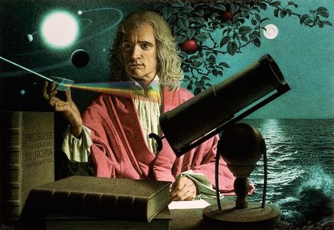 Isaac Newton: Who He Was, Why Google Apples Are Falling Principia Mathematica, Reflecting Telescope, Scientific Revolution, Natural Philosophy, Astronomy Pictures, Famous Pictures, Theory Of Relativity, Isaac Newton, Physicists