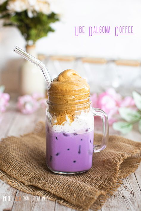 Peanut Butter Cold Brew, Ube Butter Mochi, Ube Butter, Butter Mochi Recipe, Brew Coffee Recipe, Whipped Coffee Recipe, Ube Recipes, Korean Drinks, Butter Mochi