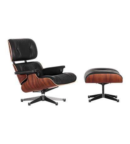 Tall Eames Lounger  Ottoman Black Leather Santos Palisander Frame - Lounge  Armchairs - Living Room - Shop by Room - The Conran Shop UK Vitra Lounge Chair, Eames Lounge Chair Replica, Eames Style Lounge Chair, Vitra Furniture, Lounge Chair Ottoman, Mid Century Lounge Chairs, Vitra Design, Black Ottoman, Charles Ray