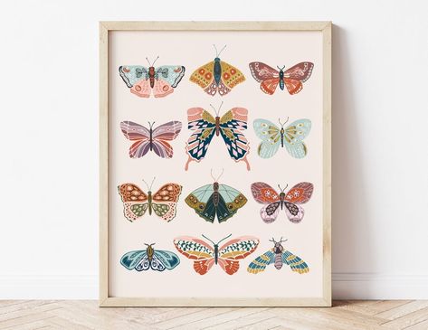 Butterflies Printable, Art Papillon, Butterfly Nursery, Monogram Art, Baby Boy Nursery Decor, Butterfly Printable, Butterfly Illustration, Collage Poster, Butterfly Wall Art