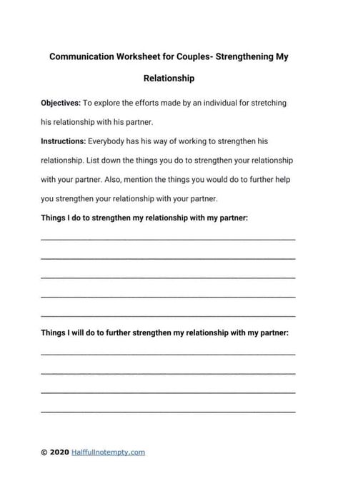 Communication Worksheets for Couples (7+) Communication Skills For Couples, Communication Worksheets For Adults, Couples Therapy Worksheets Communication, Marriage Therapy Worksheets, Communication Worksheets, Couples Counseling Worksheets, Couple Communication, Couples Therapy Exercises, Couples Therapy Worksheets