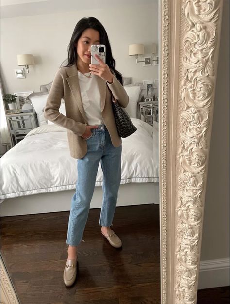 Shop Raw Hem Crop Straight Leg Jeans and other curated products on LTK, the easiest way to shop everything from your favorite influencers. Sweater Blazer Outfit, Petite Outfit Ideas, Jcrew Sweater Blazer, Shrunken Sweater, Stylish Petite, Jeans Raw Hem, Jcrew Sweater, Functional Fashion, Sweater Blazer