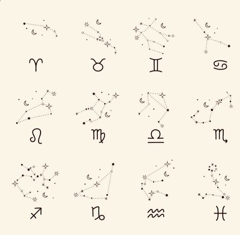 Pices Zodiac Tattoo Constellation, Libra Constellation Tattoo Minimalist, Constalation Stars Tatoos, Star Sign Tattoos, Astrology Tattoo, Horoscope Tattoos, Sign Tattoo, Virgo Tattoo, Taurus Tattoos