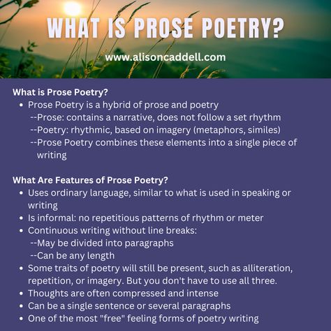 The Writing for Healing Poetry Challenge centers around prose poetry, as a way to encourage healing and recovery. Here is an explanation of prose poetry. How To Poetry, Prose Poetry Writing, Writing A Poetry Book, Poetry Writing Tips, Tips For Writing Poetry, Poetry Types, Poetry Structure, Poetry Forms, Poetry Challenge