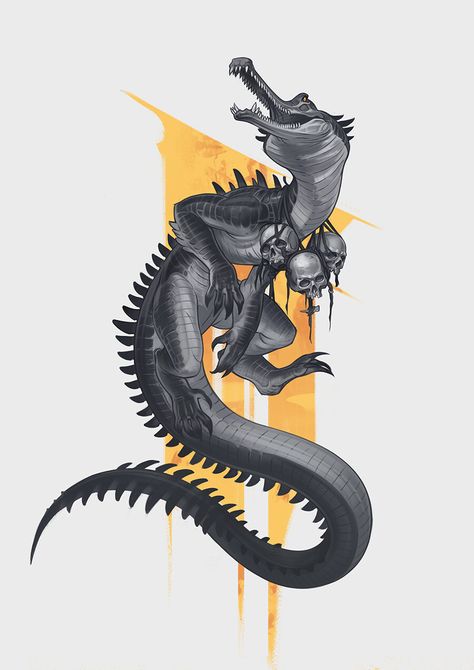 ArtStation - Сrocodile Reptile Drawing, Crocodile Drawing, Reptile Art, Scary Snakes, Tomboy Art, Snake Drawing, Animal Drawings Sketches, Wolf Tattoo Design, Tattoo Stencil Outline