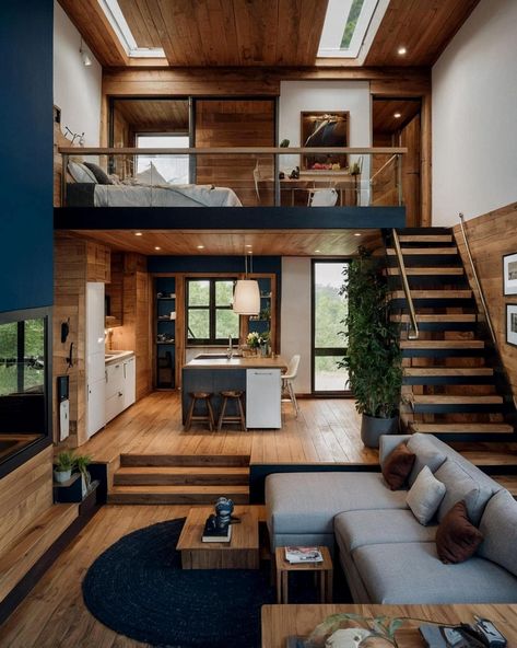 Cozy Tiny House, Tiny House Tour, Mini Chalet, Loft House Design, Mini Loft, Loft Interior Design, Tiny House Loft, House Loft, Small Loft