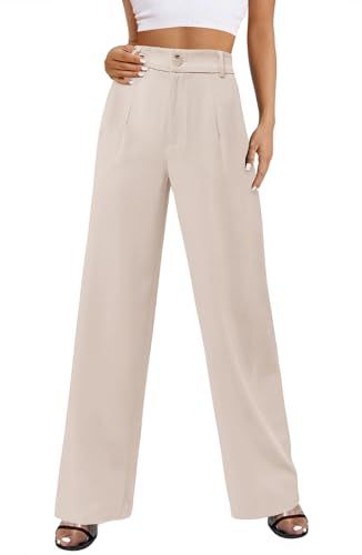 onlypuff Womens Wide Leg Pants High Waisted Slacks Straight Long Work Business Trousers with Pockets Womens Business Pants, Wide Leg Pants High Waisted, High Waisted Slacks, Womens Business, Stylish Petite, Lulu Leggings, Womens Wide Leg Pants, Elastic Waist Dress, Wide Leg Dress Pants