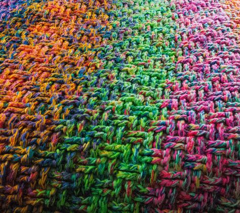 Keeping It Stepford: Scrap Yarn Blanket - Tutorial Scrap Yarn Crochet Blanket, Scrap Yarn Crochet, Yarn Blanket, Basketweave Stitch, Stitch Blanket, Crocheted Blanket, Scrap Yarn, Crochet Afgans, Crochet Blanket Pattern