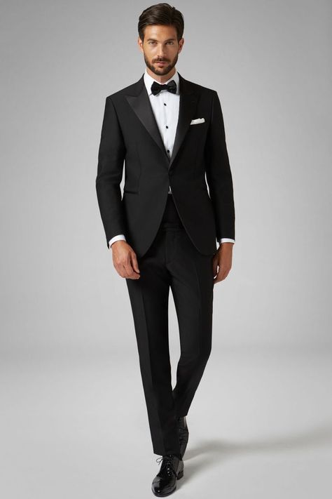 Pin di saeed su Dinner jacket | Smoking nero, Bottoni ricoperti, Smoking Black Tie Men, Black Tie Dress Wedding, Wedding Tux, Black And White Suit, Black Dinner, Black Suit Wedding, Black And White Tuxedo, Dinner Suit, Costume Noir