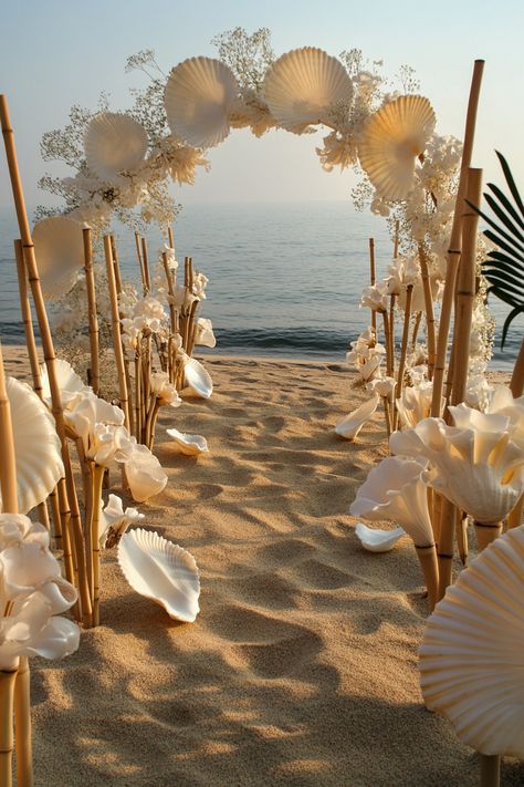 Wedding setup. Ivory shell arch on sandy beach with seafoam floating flowers and bamboo tiki torches.

Are you dreaming of a beachfront wedding ceremony enveloped in the sheer beauty of the sun, sand, and sea? Let us transport you to an ethereal world of oceanic allure as we delve into 25 spectacular Beach Wedding Ceremony Design Concepts that are sure to make your heart skip a…

Read more: https://tastywed.com/generated-post-25-romantic-beach-wedding-ceremony-design-concepts/ Fall Beach Wedding Colors, Beach Ceremony Decor, Beach Wedding Ceremony Arch, Beach Wedding Setup, Fall Beach Wedding, Coastal Weddings, Wedding Ceremony Design, Fairytale Wedding Gown, Beachfront Wedding