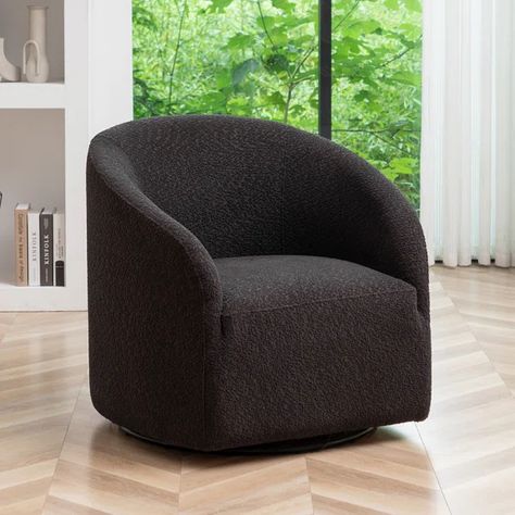 Mailany 32" Wide Boucle Upholstered Swivel Barrel Chair Boucle Swivel Chair, Boucle Accent Chair, Boucle Chair, Accent Chairs & Armchairs, Elegant Chair, Flexible Seating, Swivel Barrel Chair, Swivel Accent Chair, Boucle Fabric