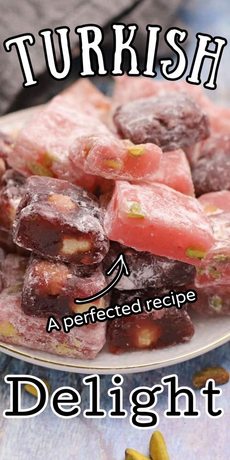 Homemade Turkish Delight, Turkish Delight Recipe, Shawarma Spice, Turkish Candy, Dishes Around The World, Beef Shawarma, Turkish Sweets, Candy Recipes Homemade, Chewy Candy