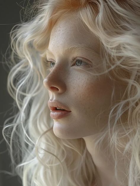 Blond Curly Hair Aesthetic, Pale Skin With Freckles, Ethereal Beauty Woman, Natural Light Blonde Hair, Pale Skin Aesthetic, Long Curly Blonde Hair, Light Freckles, Very Pale Skin, Character Inspo Female