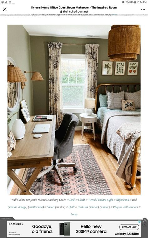 Neutral Guest Bedroom Office, Office Guest Room Combo Full Bed, Guest Bedroom / Office Ideas, Spare Room With Office, Guest Room Ideas Colorful, Cottage Style Guest Room, Bedriim Ideas Bedrooms, Guest Room Office Combo Queen Bed, Guest Room Addition