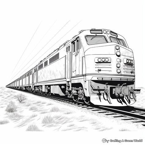 Realistic Freight Train Coloring Sheets 1 Train Drawing Side View, Train Drawing Sketches, Train Sketch, Train Coloring Pages, Train Drawing, Kindergarten Coloring Pages, Realistic Sketch, Freight Train, Butterfly Plants