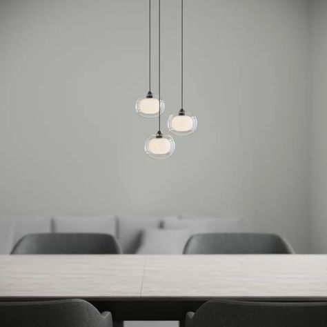 Latitude Run® Mission 3 - Light Cluster Globe Pendant | Wayfair Light Cluster Pendant, Cluster Pendant Lighting, Kitchen Island Linear Pendant, Globe Pendant Light, Cluster Pendant, Globe Pendant, Ambient Light, Black And Brass, Ambient Lighting