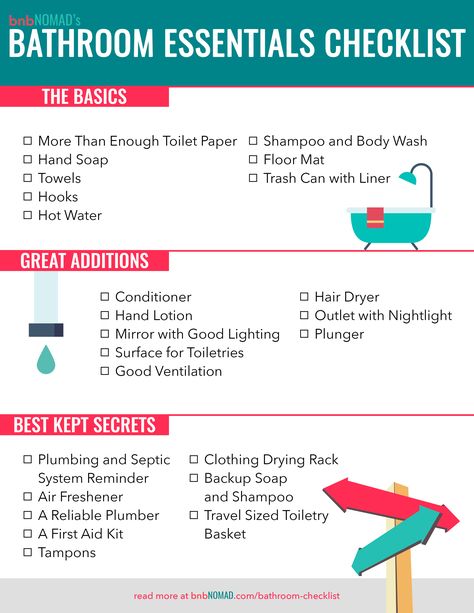 The Airbnb Host's Bathroom Essentials Checklist – bnbNomad Bathroom Essentials Checklist, Airbnb Bathroom, Bathroom Checklist, Airbnb Checklist, New Home Essentials, First Apartment Essentials, Essentials Checklist, New Home Checklist, First Apartment Checklist