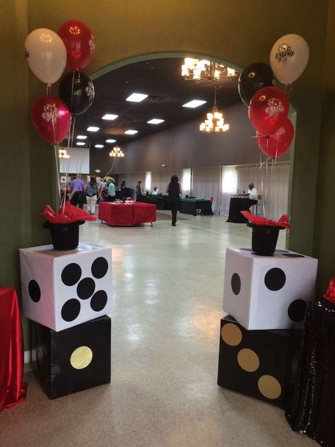 Casino themed Birthday Party Ideas | Photo 1 of 11 90th Birthday Casino Theme, Fancy Casino Theme Party, Casino Night Attire, Casino Night Table Centerpieces, Jackpot Birthday Theme, 50th Birthday Casino Theme, Casino Night Fundraiser Ideas, Casino Theme Party Outfit Dresses, Vegas Christmas Party