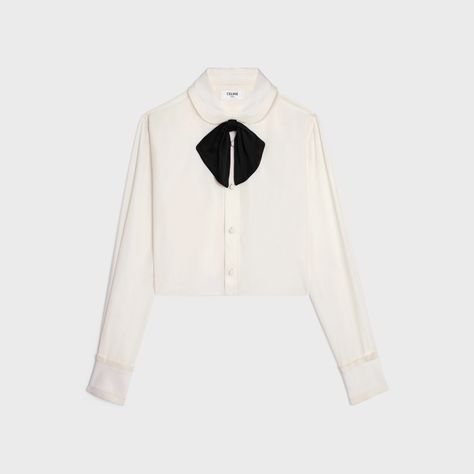 Celine Shirt, Fantasy Gowns, Cropped Shirt, New Fragrances, Silk Crepe, White Blouse, Crop Shirt, Covered Buttons, Online Purchase