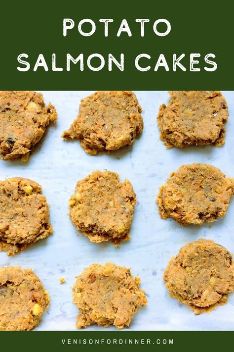 Potato Salmon Cakes - Venison for Dinner Venison For Dinner, Potato Salmon, Sauteed Salmon, Salmon Cake, Dinner Salmon, Salmon Cakes Recipe, Pantry Challenge, Leftover Potatoes, Salmon Potato