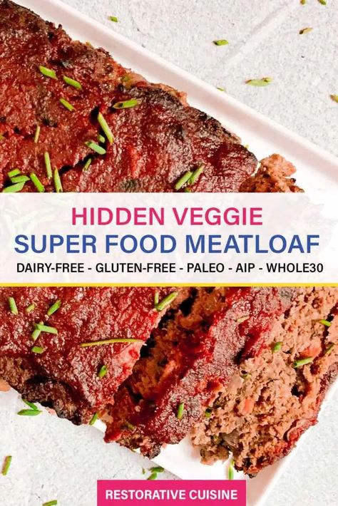 Hidden Liver Recipes, Meatloaf With Hidden Veggies, Liver Meatloaf, No Ketchup Meatloaf, Iron Rich Meals, Aip Meatloaf, Low Histamine Meatloaf, Easy Paleo Meatloaf, Whole30 Meatloaf