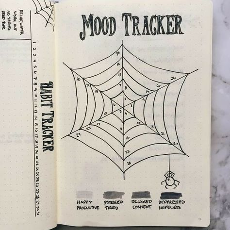 No photo description available. October Bullet Journal Mood Tracker, Bullet Journal Halloween, October Bullet Journal, Bullet Journal Mood Tracker, Journal Mood Tracker, Bullet Journal October, Bullet Journal 2020, Bujo Planner, Bullet Journal 2019