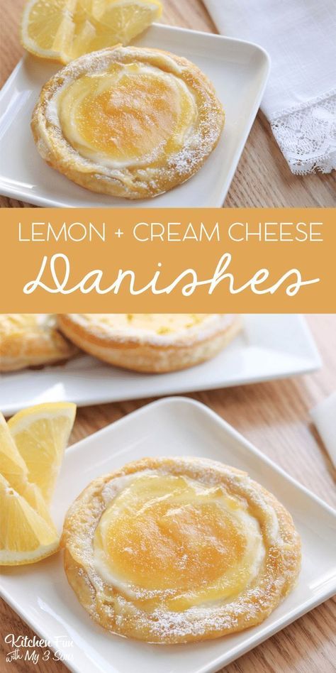 Lemon Cream Cheese Danish, Cream Cheese Danishes, Cheese Danishes, Cream Cheese Danish Recipe, Cheese Danish Recipe, Pastries Recipes Dessert, Danish Recipe, Puff Pastry Desserts, Cream Cheese Danish