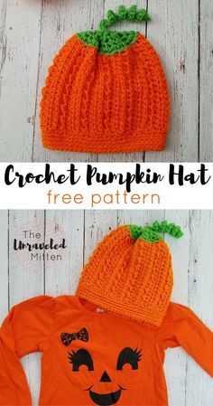 Pumpkin Hats, Pumpkin Hat Pattern, Crochet Pumpkin Hat, Hat Free Crochet Pattern, Crochet Baby Blanket Beginner, Easy Halloween Costume, Hats Crochet, Fall Crochet Patterns, Pumpkin Hat