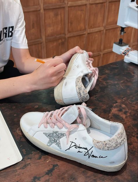 golden goose dreaming in venice custom sneakers florence italy europe Custom Golden Goose Sneakers, Customized Golden Goose, Custom Golden Goose, Sick Shoes, Golden Goose Sneakers Outfit, Goose Sneakers, Goose Shoes, Malibu Barbie, Golden Goose Sneakers