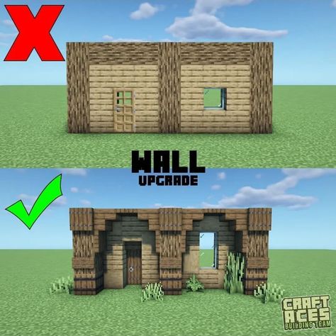 Minecraft Wall Designs, Minecraft Barn, Minecraft Wall, Small Fence, Easy Minecraft Houses, Hallway Designs, Minecraft Inspo, Minecraft Decorations, Minecraft Blueprints