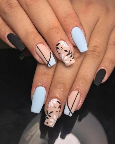 Fantastic Nails, Her Nails, Acrylic Nails Coffin Short, Summer Acrylic Nails, Coffin Nails Designs, Dream Nails, Pretty Acrylic Nails, Floral Nails, Chic Nails