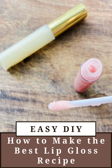 This easy recipe is going to make the best DIY lip gloss you have ever used! It’s a simple and natural recipe that can easily replace your store-bought lip gloss. This lip gloss can be made into a clear gloss or add a natural tint to make it the exact shade you want. Diy Honey Lip Gloss, Natural Lip Gloss Recipe, Diy Glitter Lip Gloss, Lip Gloss Recipe Diy, Diy Lip Gloss Recipes How To Make, Lip Gloss Recipes, Lip Gloss Business Ideas, Lip Gloss Diy Recipes, All Natural Lip Gloss