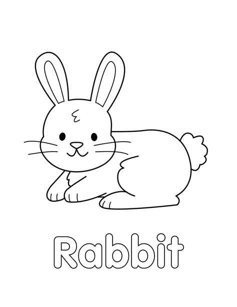 Bunny Coloring Page Printable from LittleBeeFamily Rabbit Worksheets Preschool, Rabbit Activities For Preschool, Rabbit Activities For Kids, Crayon Packaging, Rabbit Activities, Rabbit Drawing Easy, Pet Coloring Pages, Rabbit Outline, Animal Coloring Pages Free Printable