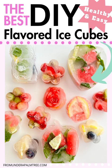 Trying to drink more water? Try these fruit-infused ice cubes- The Best DIY Flavored Ice Cube Combos are on the blog now! Flavor Ice Cubes, Fun Ice Cube Ideas, Flavored Ice Cubes For Water, Fruit Infused Ice Cubes, Infused Ice Cubes Cocktails, Ice Cubes With Fruit, Fun Ice Cubes, Cocktail Ice Cubes, Infused Ice Cubes