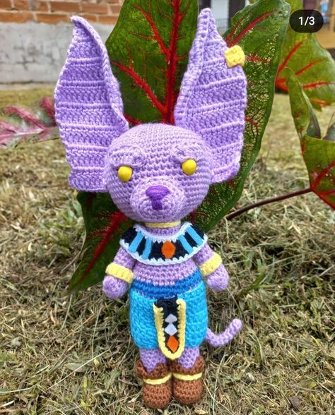 Dragon Ball Crochet, Bills Dragon Ball, Dragon Ball Super Whis, Crochet Dragon, Gerson, Crochet Cross, Button Crafts, Love Crochet, Dragon Ball Super