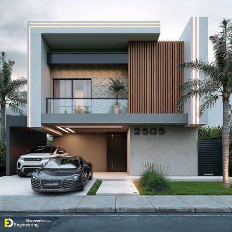 36+ Super Modern House Design Ideas  - Engineering Discoveries Wood Panel Exterior Home, Contemporary House Exterior, Modern Small House Design, Modern Contemporary Homes, Front Elevation Designs, Modern House Facades, Architect Design House, Modern Exterior House Designs, Duplex House Design